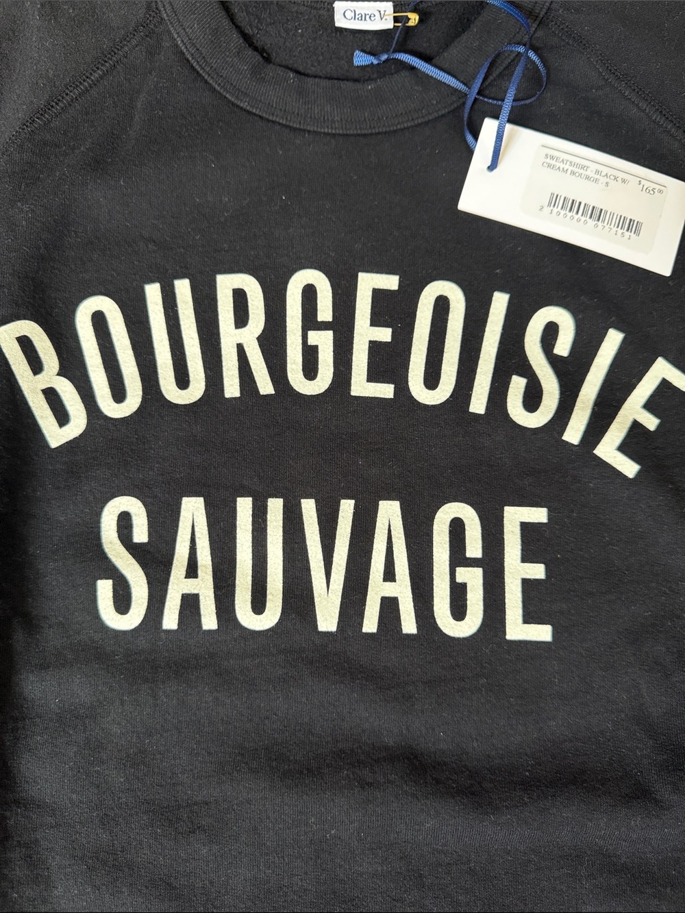 NWT Clare V Bourgeoisie Sauvage Crewneck Sweatshirt Black Size S - Picture 6 of 10